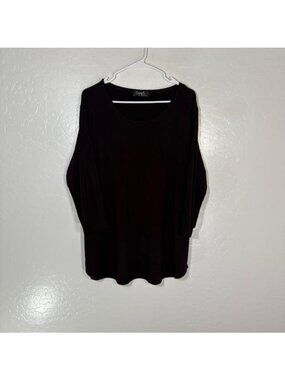 Sympli Shirt Womens 12 Purple 3/4 Sleeve Scoop Neck Jersey Tunic Top Stretch